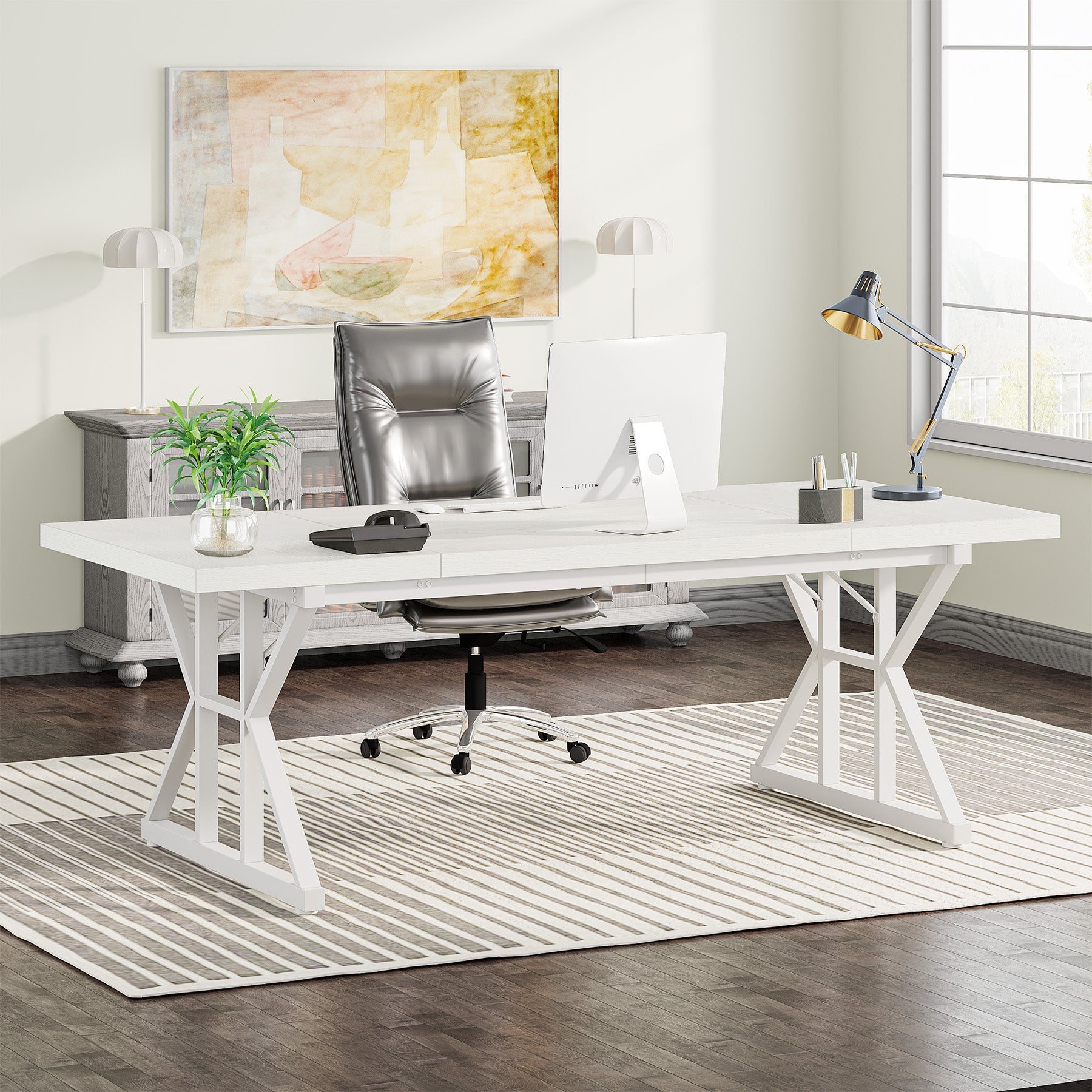 6FT Conference Table, Rectangle Meeting Room Table Executive Desk Tribesigns